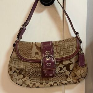 Coach Brown and Purple Shoulder Soho Patchwork Bag